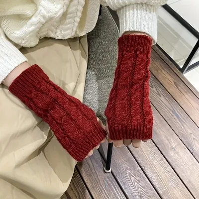 Women's Winter Warm Knitted Fingerless Gloves